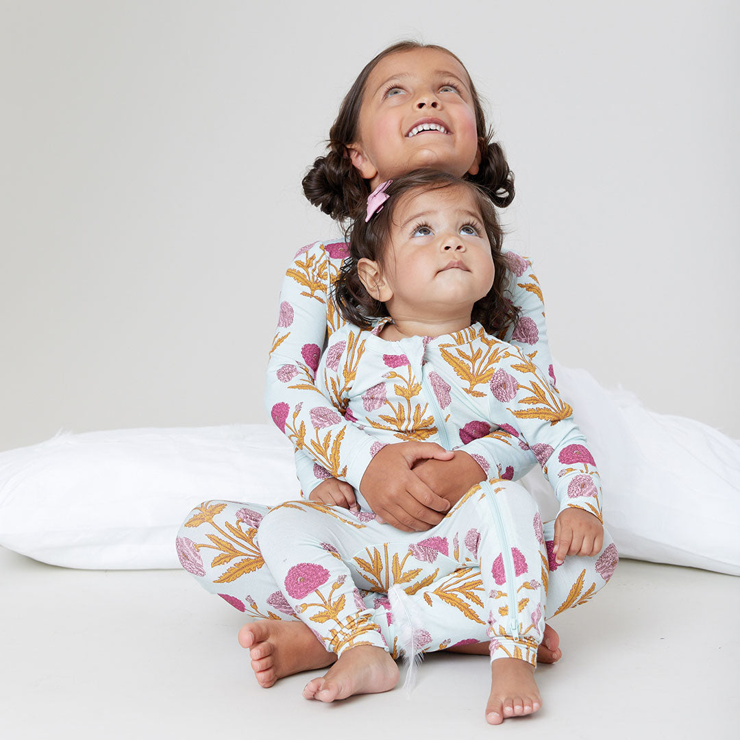 Kids Bamboo PJ Set - Pink Dandelions