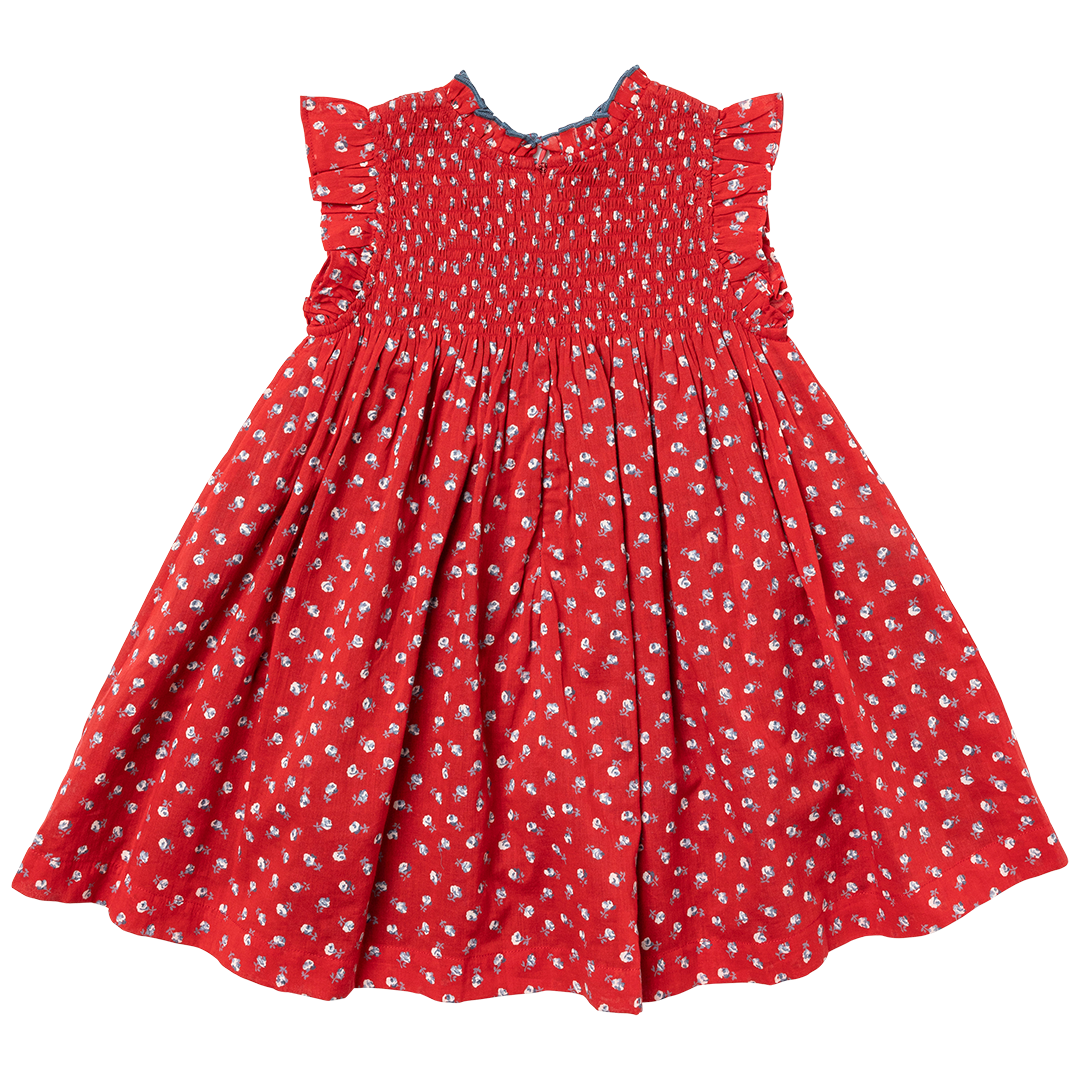 Girls Stevie Dress - Tiny Red Roses
