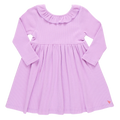 Girls Organic Princess Diana Rib Dress - Lavender