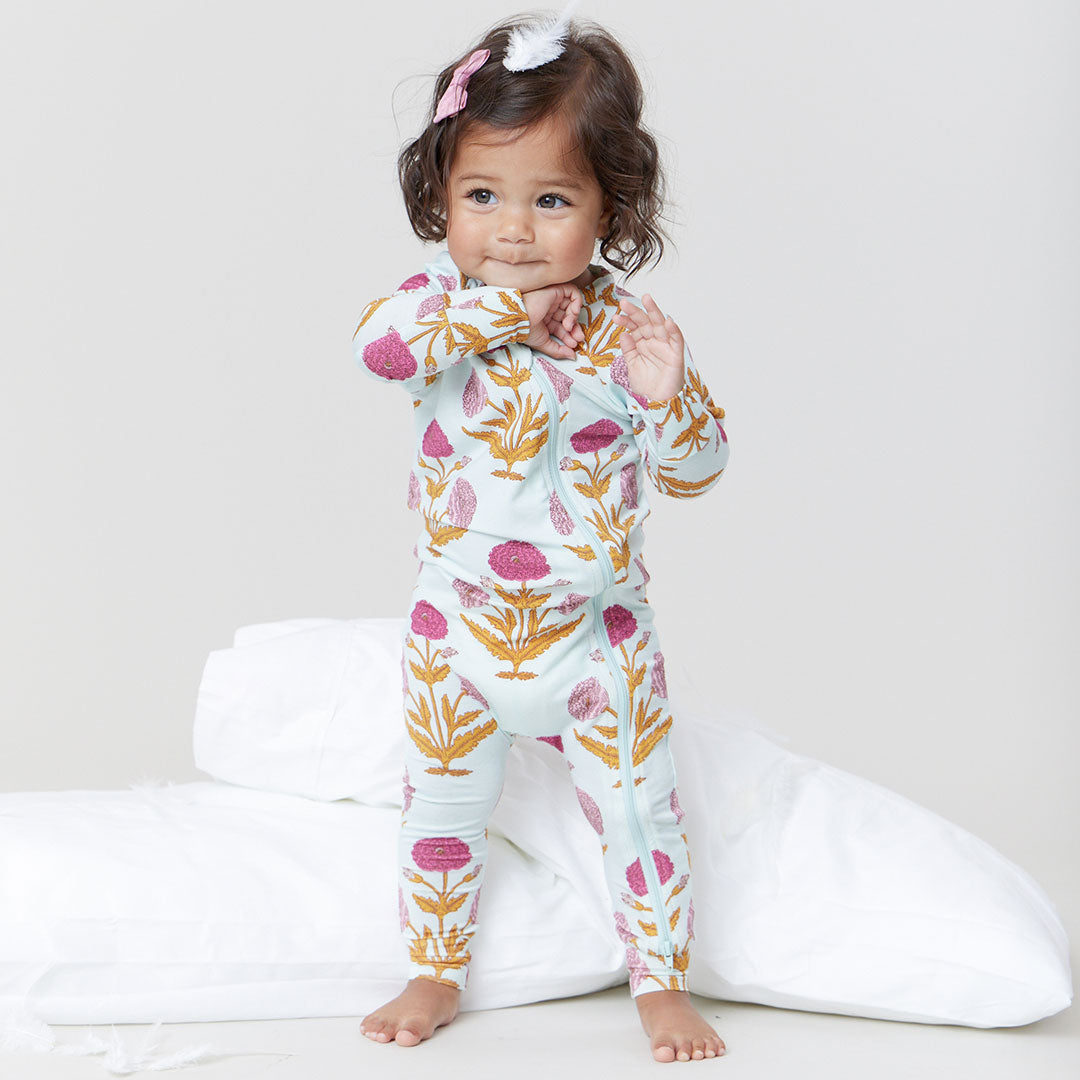 Baby Bamboo Romper - Pink Dandelions