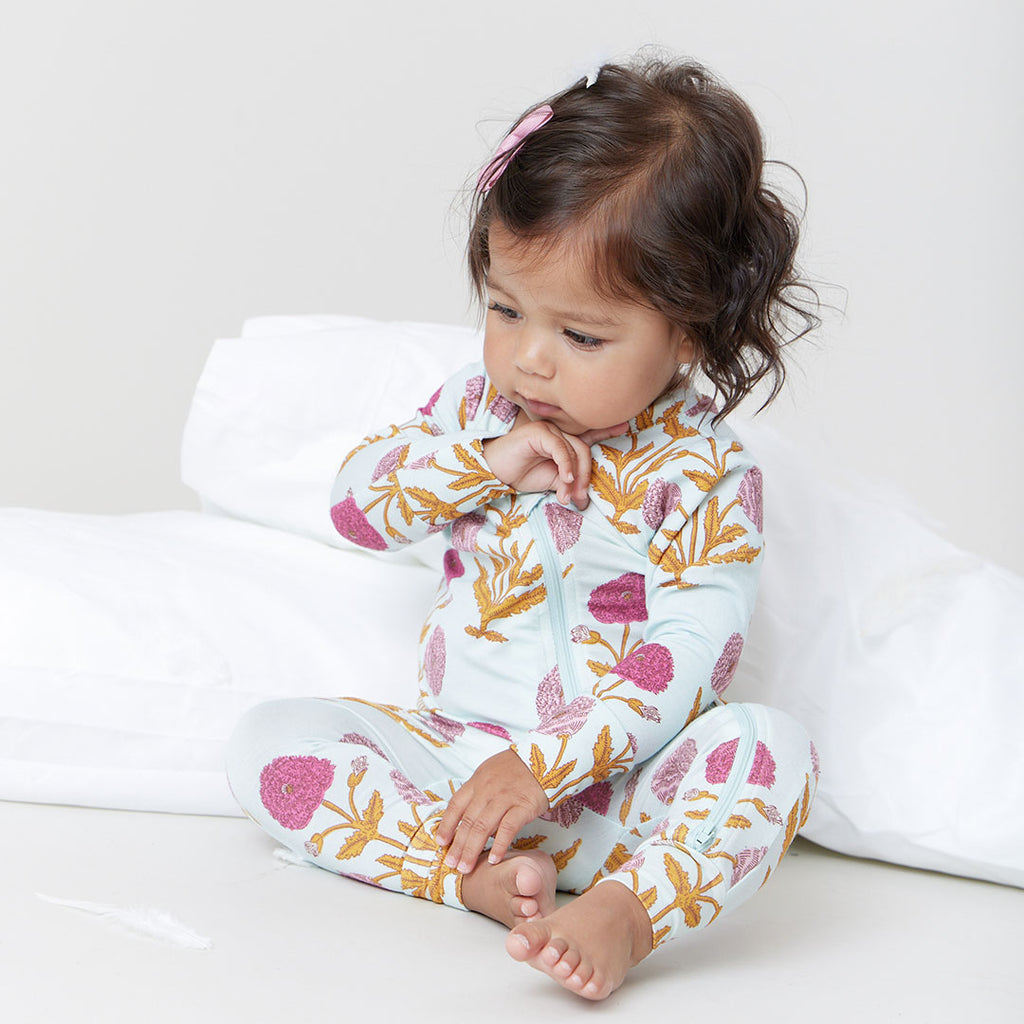 Baby Bamboo Romper - Pink Dandelions