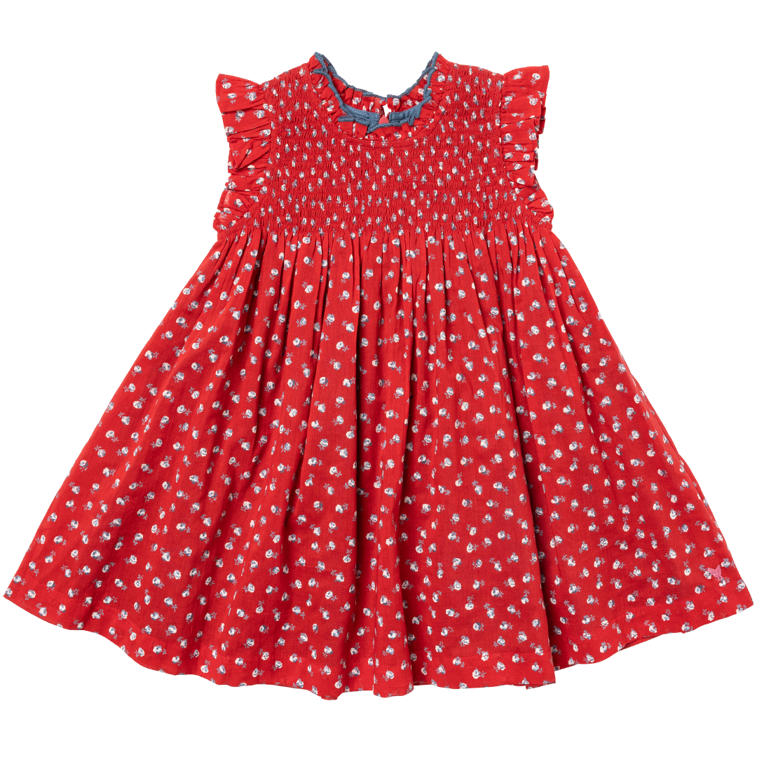 Girls Stevie Dress - Tiny Red Roses