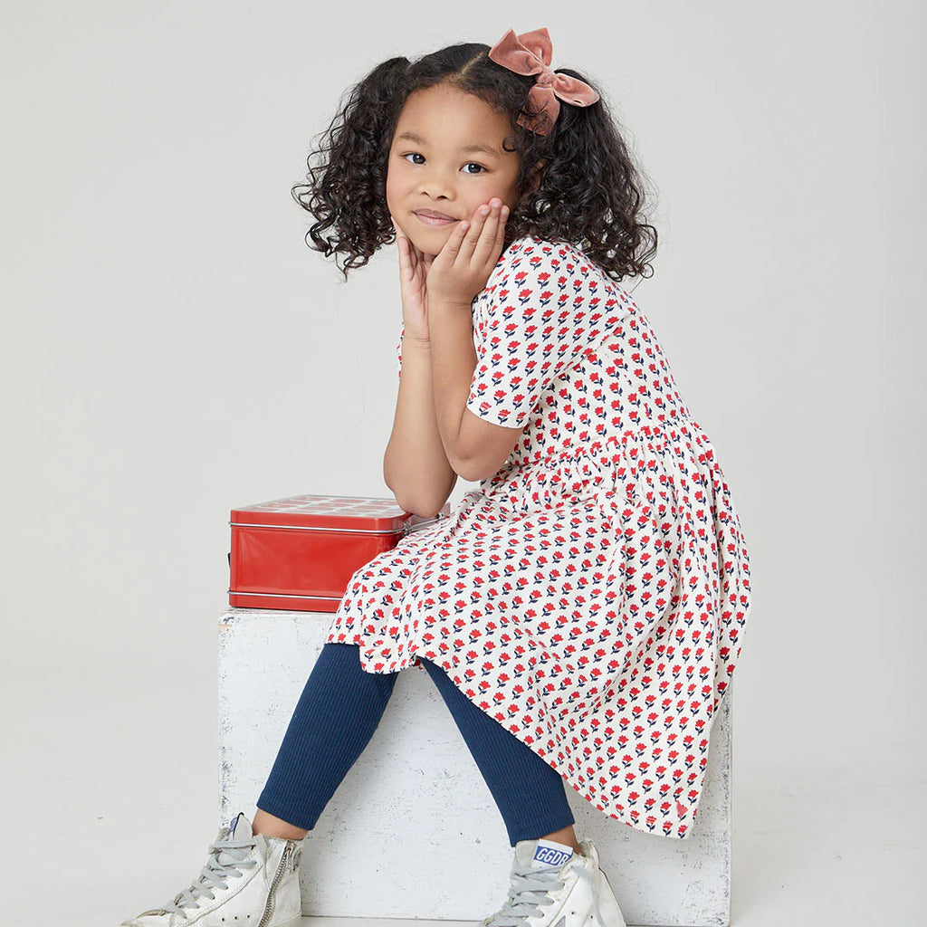 Girls Organic Rib Legging - Navy