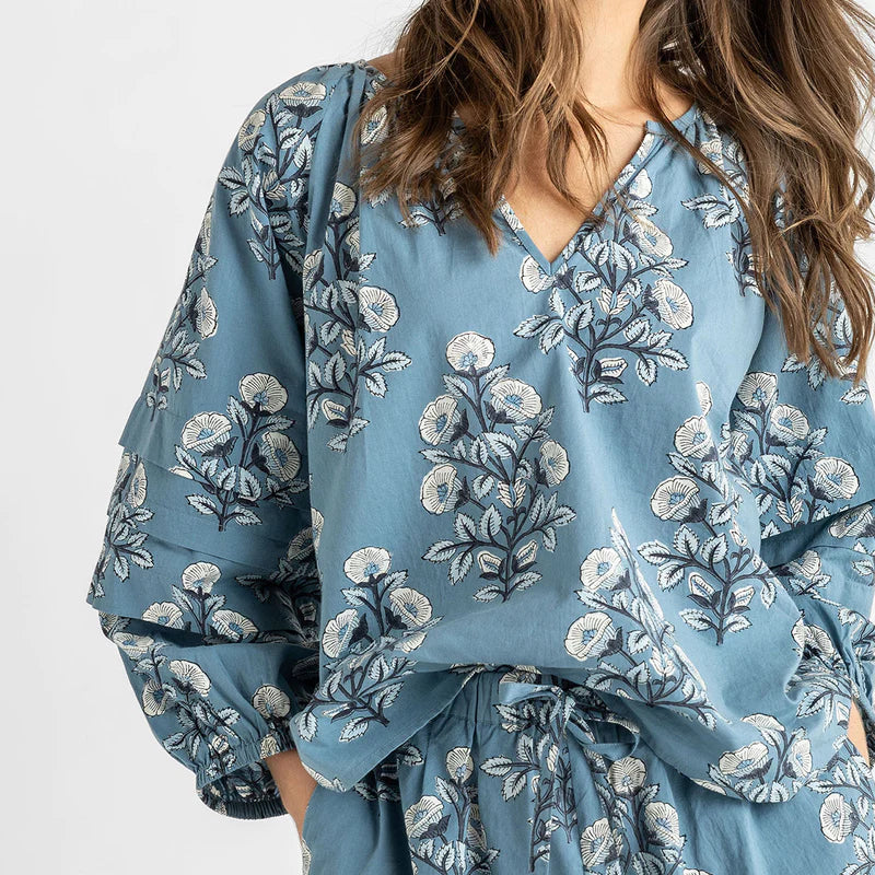 Womens Ava Top - Blue Bouquet Floral