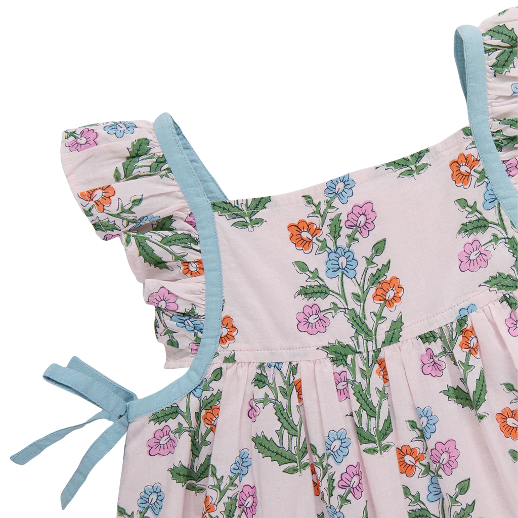 Baby Girls Ailee Dress Set - Pink Dewdrop Block Print Spring