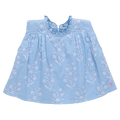 Girls Misha Top - Blue Dewdrop Block Print