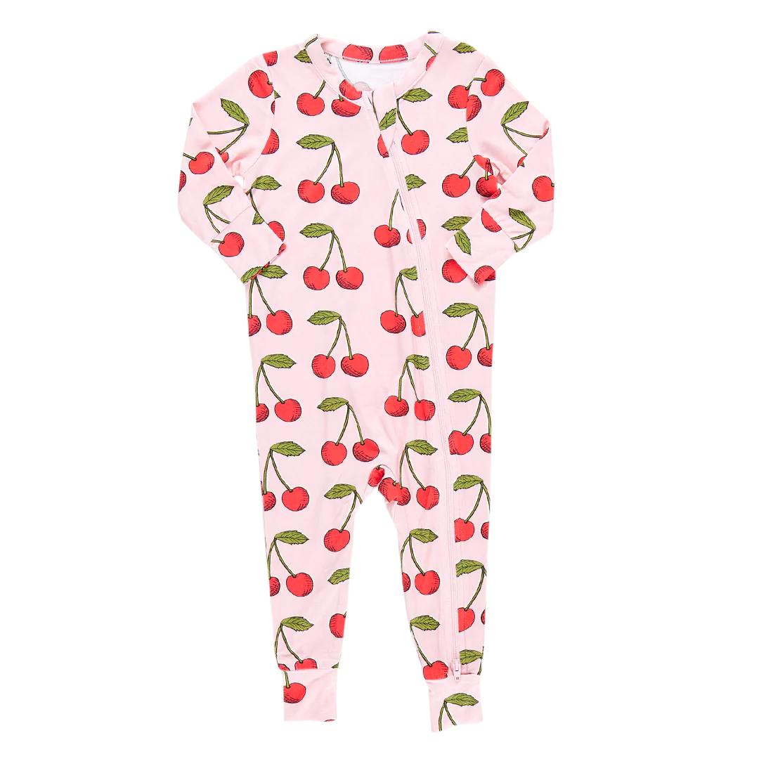 Baby Bamboo Romper - Pink Cherries