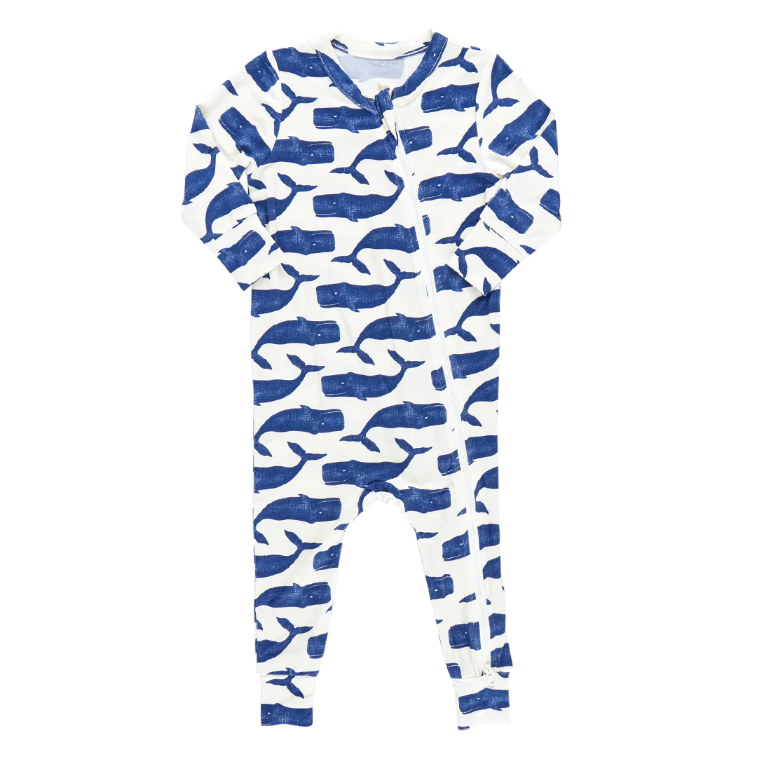 Baby Bamboo Romper - Blue Whales