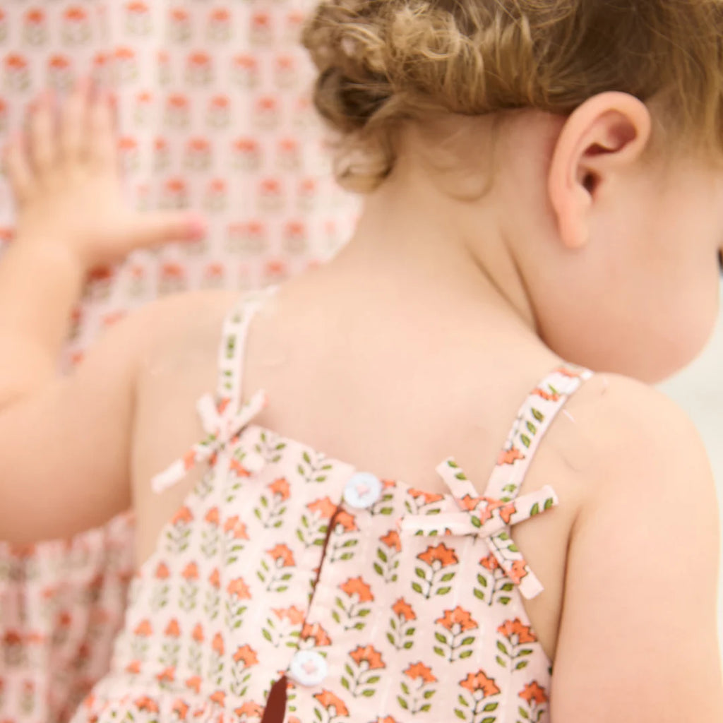 Baby Girls Tia Dress Set - Pink Prairie Block Print