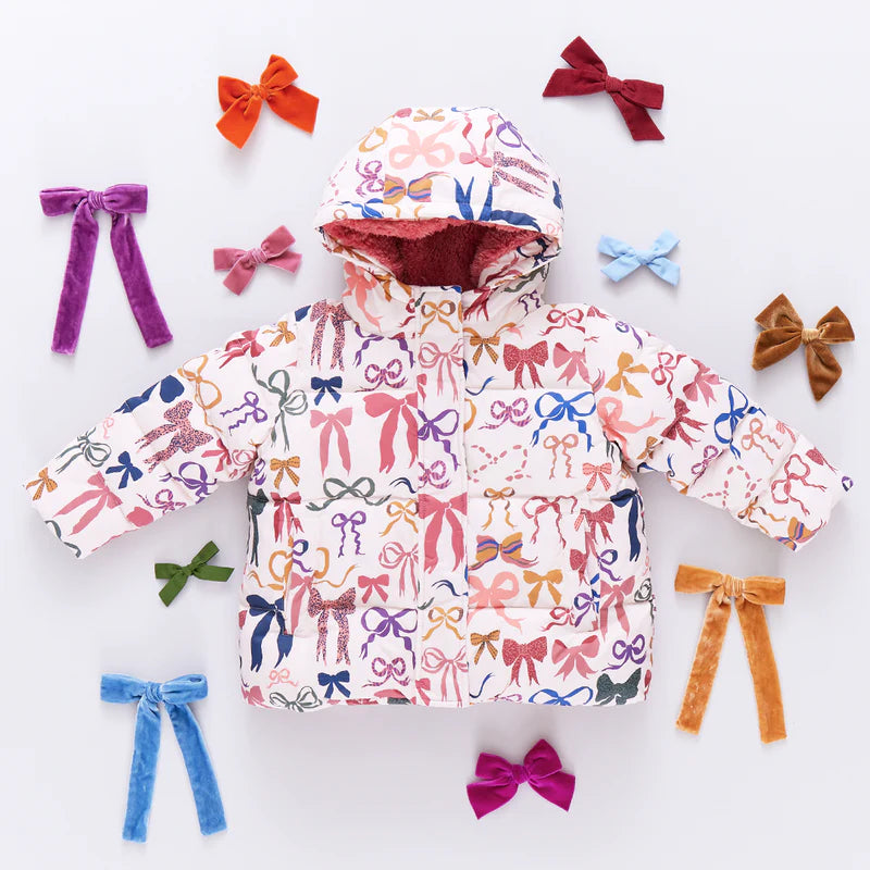 Girls Pete Puffer - Bows on Bows Pink