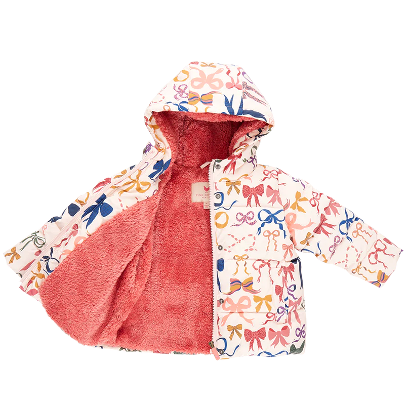 Girls Pete Puffer - Bows on Bows Pink