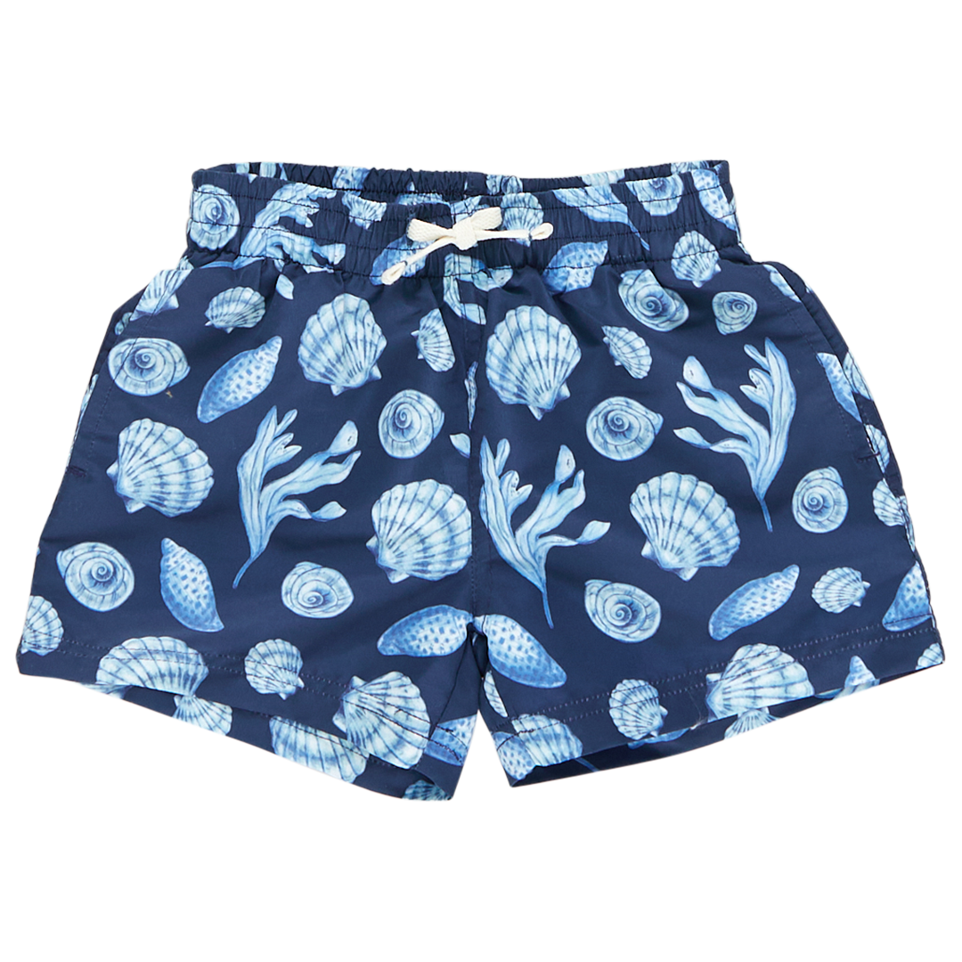 Boys Swim Trunk - Blue Sea Shells