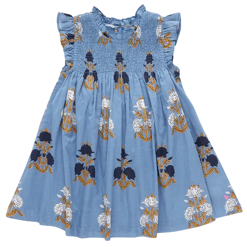 Girls Stevie Dress - Blue Flowerette