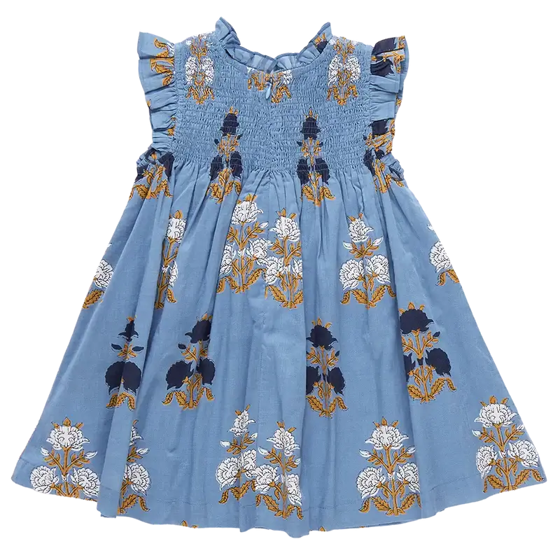Girls Stevie Dress - Blue Flowerette