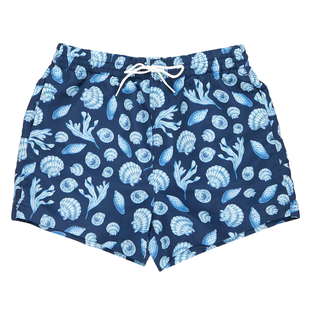 Mens Swim Trunk - Blue Sea Shells