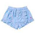 Girls Millie Ruffle Short - Blue Dewdrop Block Print