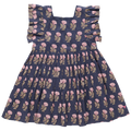 Girls Elsie Dress - Navy Flower Drop