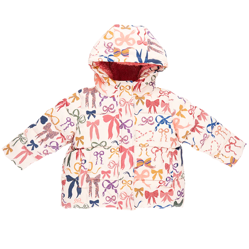 Girls Pete Puffer - Bows on Bows Pink