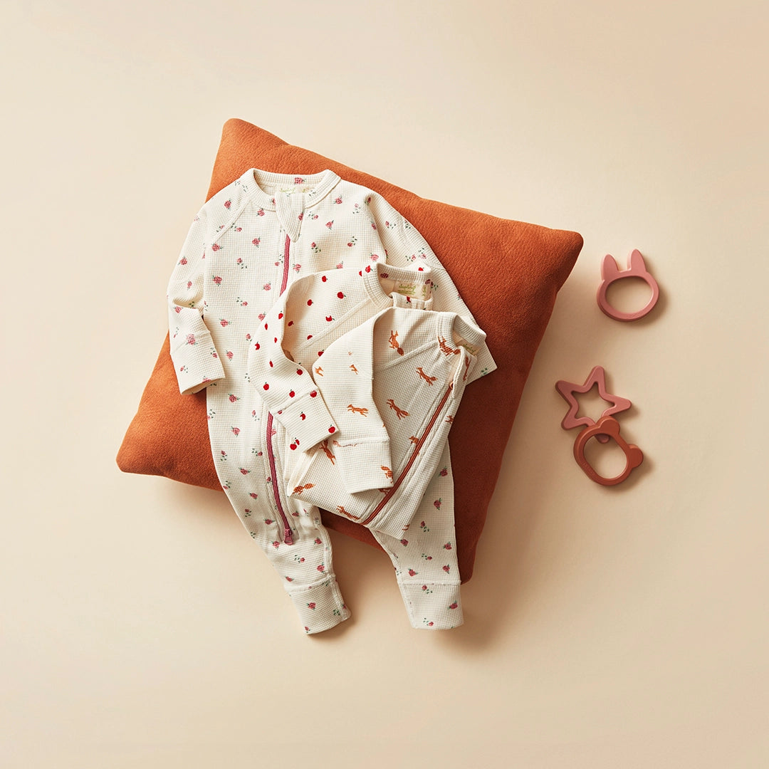 Fox Waffle Zip Romper