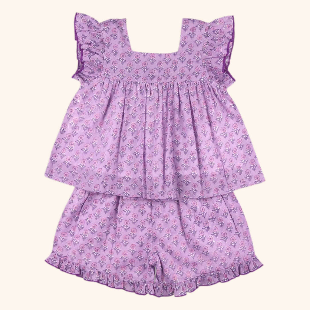 Girls Ruffle Short Set - Orchid