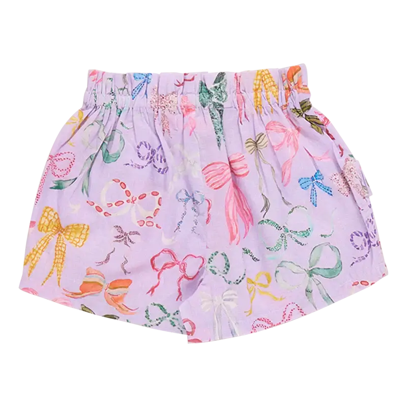Girls Ruffle Theodore Short - Lavender Watercolor Bows