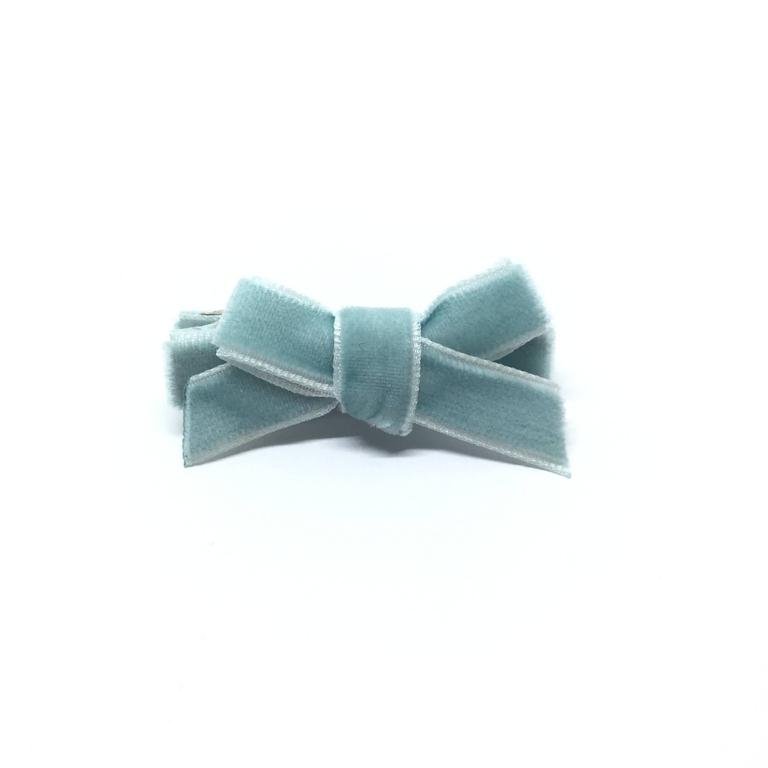 Sky Blue Velvet Mini Hair Bow
