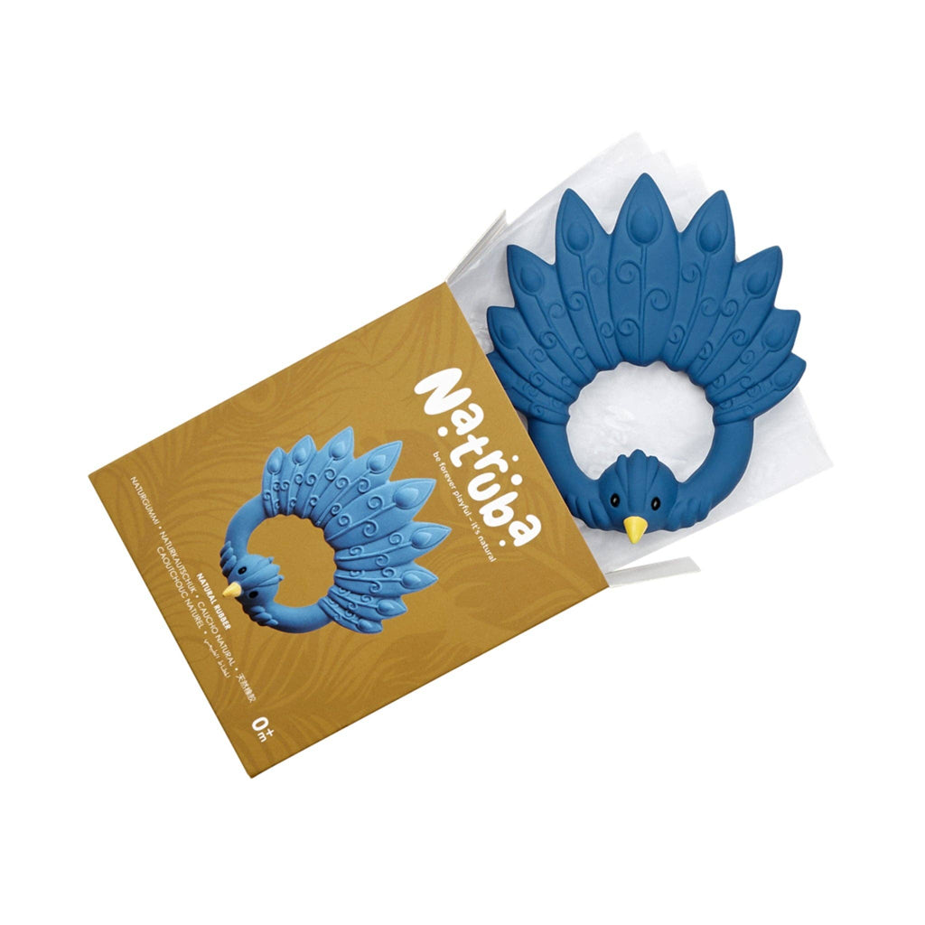 Natural rubber Teether Peacock - Blue