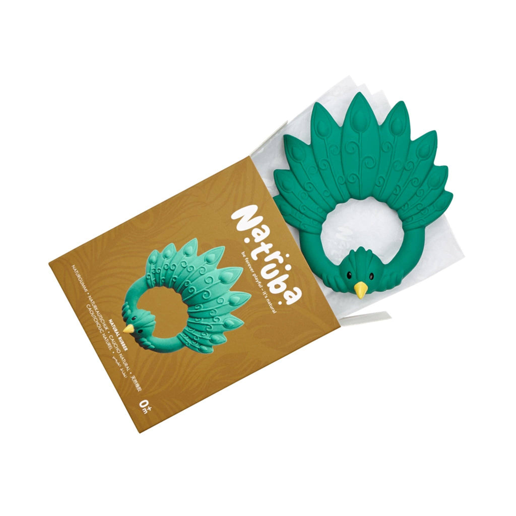 Natural rubber Teether Peacock - Green