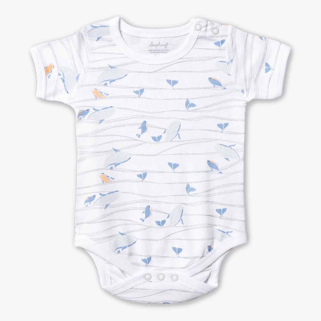 Whales Short Sleeve Baby Bodysuit