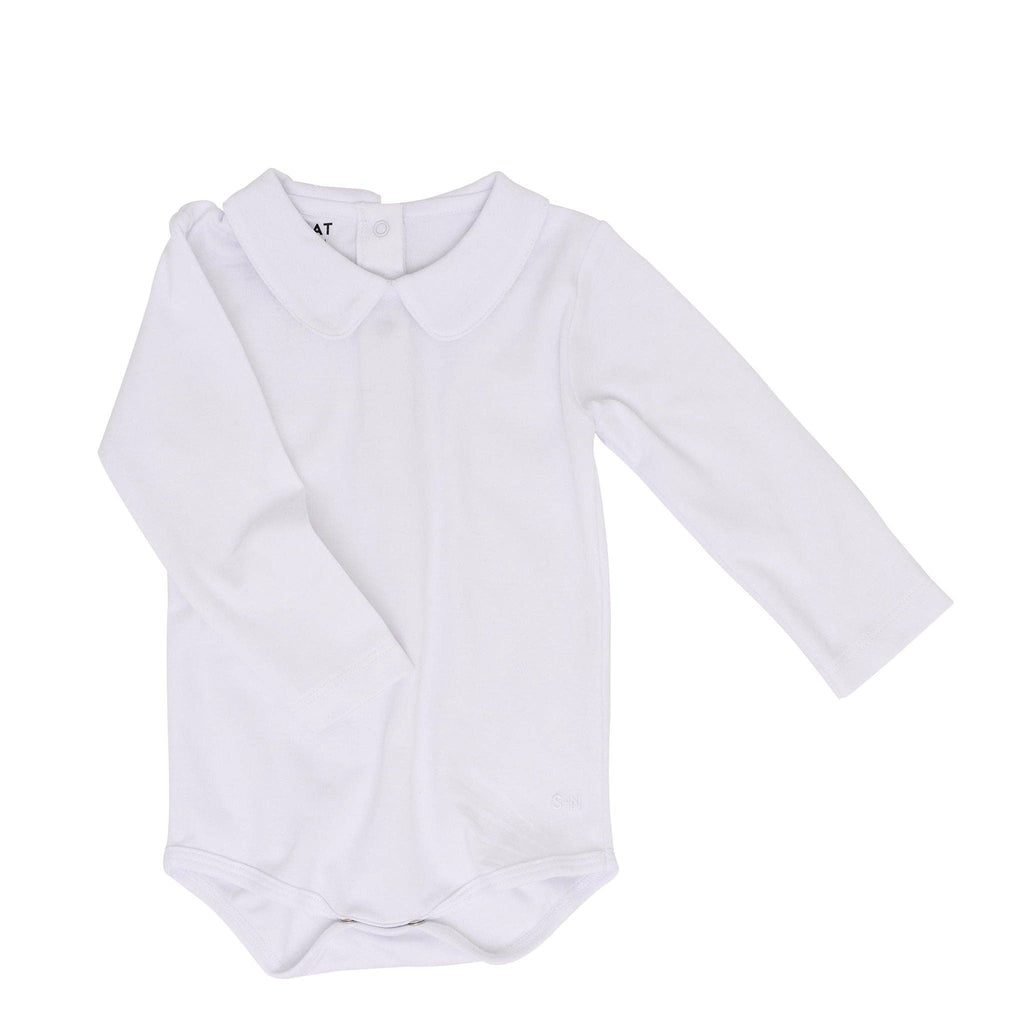 Long Sleeve Peter Pan Collar Onesie in White