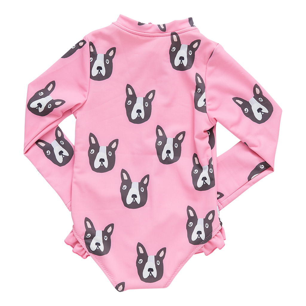 Girls Arden Suit - Pink Boston Terrier