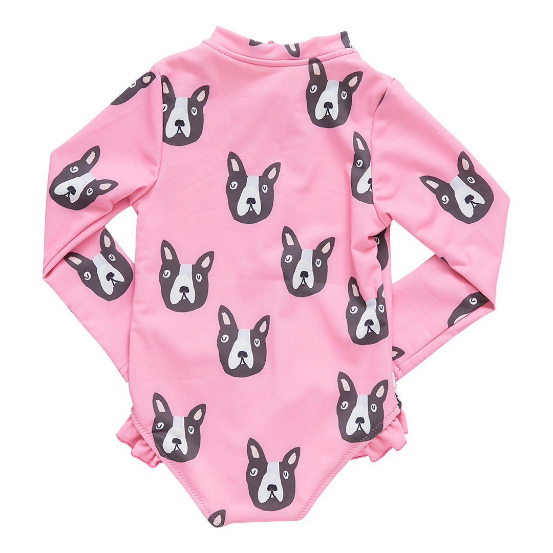 Girls Arden Suit - Pink Boston Terrier