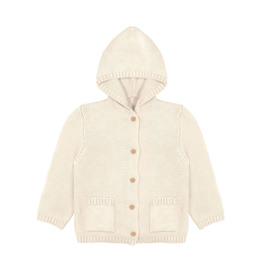 Organic Knit Hooded Sweater in Ivory