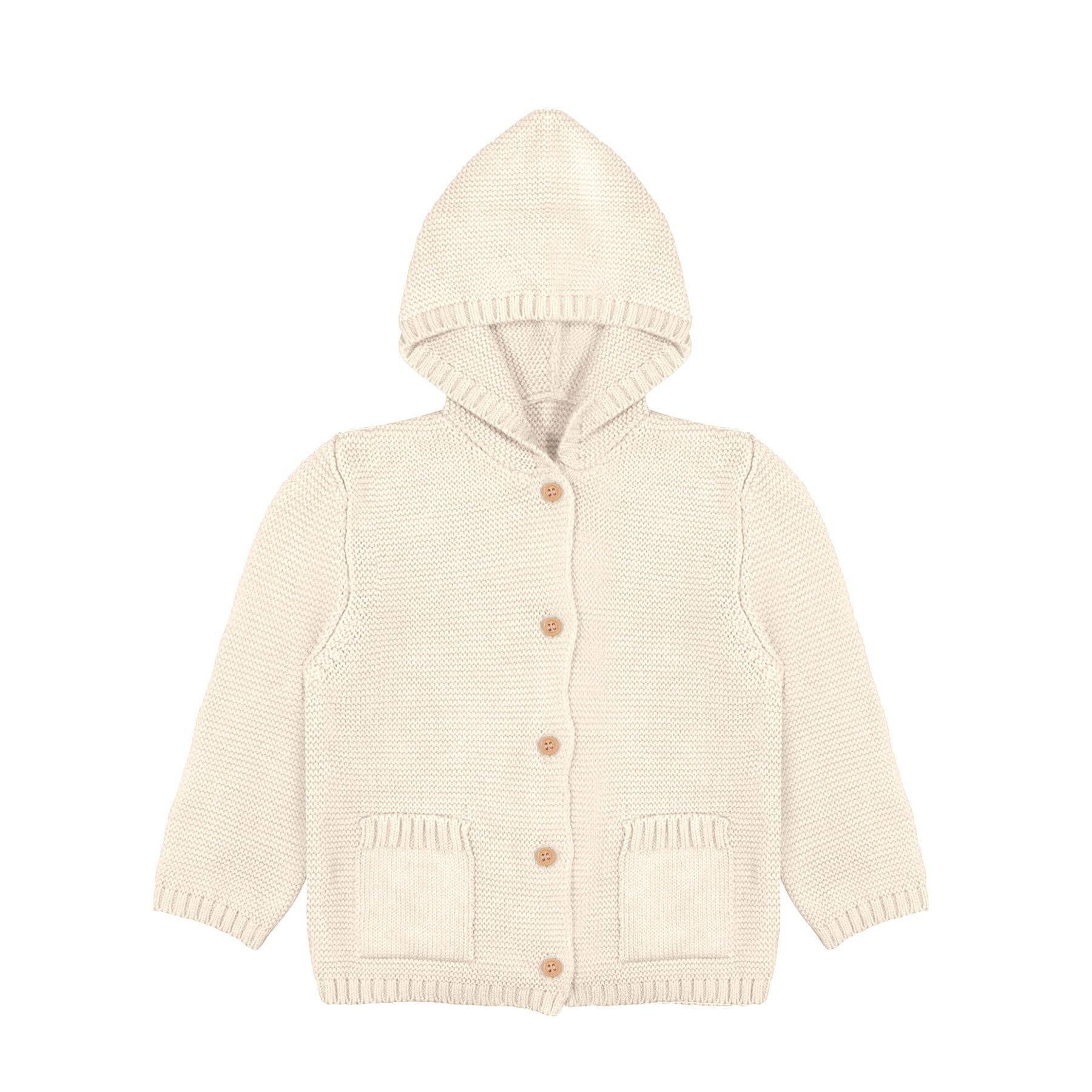 Organic Knit Hooded Sweater in Ivory