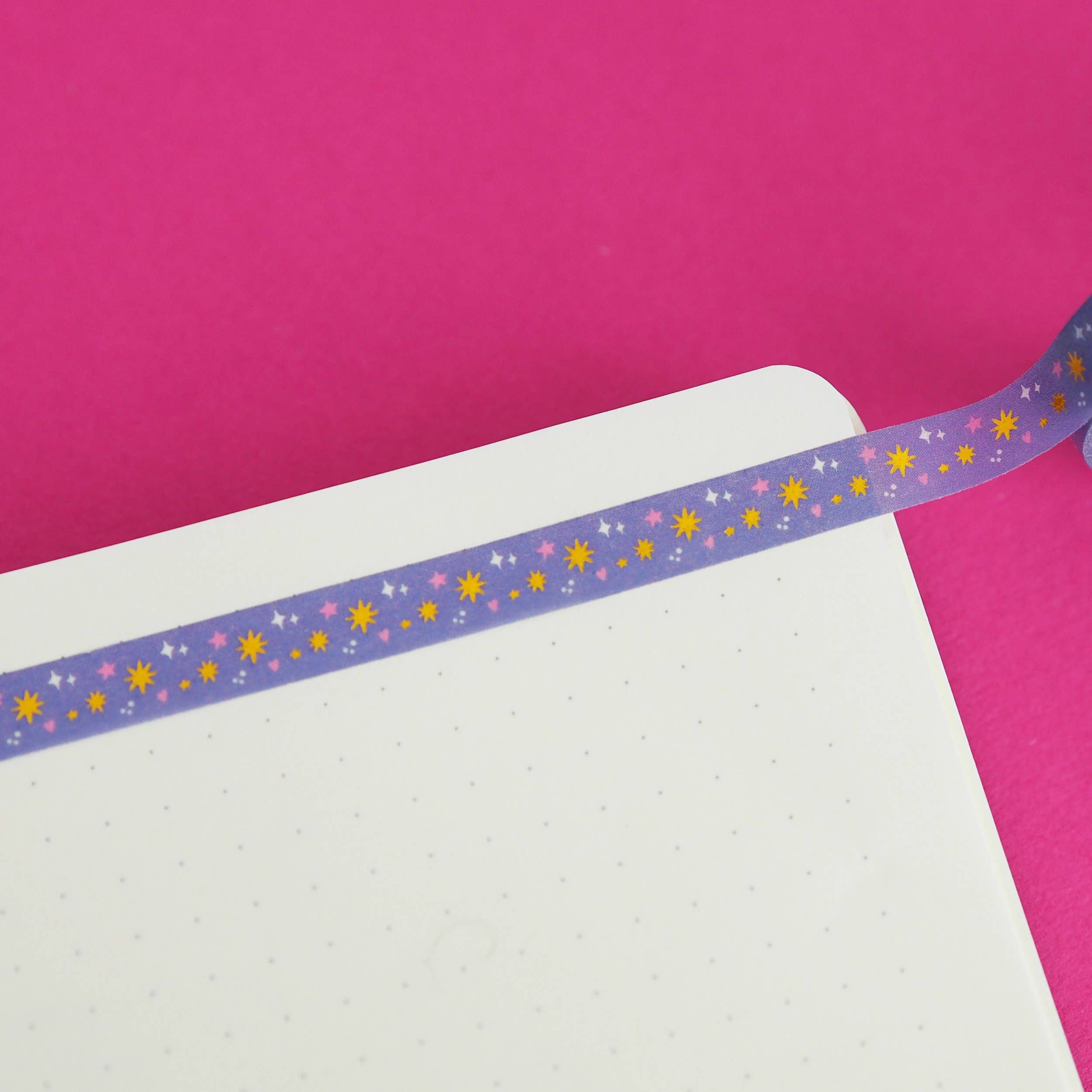Lilac Stars Gold Foil Washi Tape