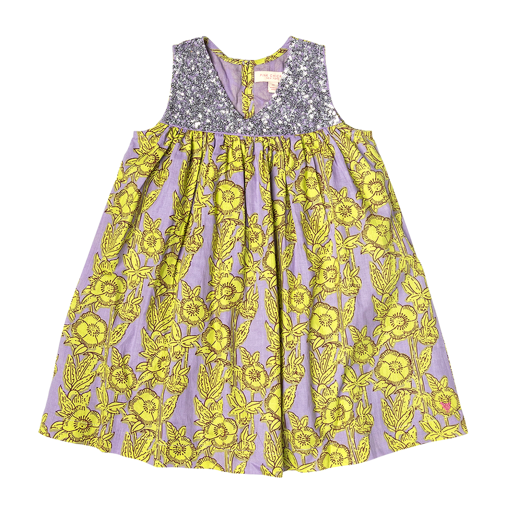Girls Courtney Dress - Lavender Stem Floral