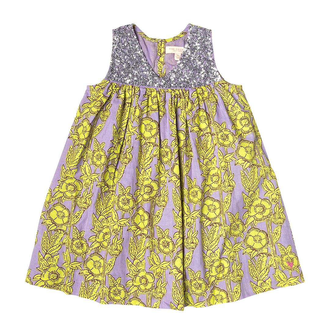 Girls Courtney Dress - Lavender Stem Floral